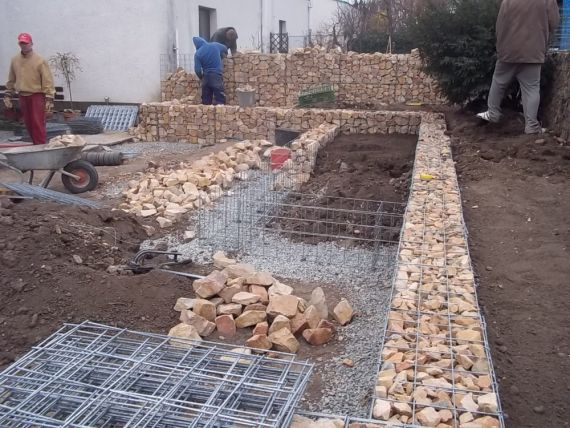 Stavba gabionových zdí